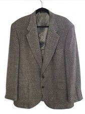 Vintage Robert Stock Men 46R Gray Tweed Sport Coat USA Made Blazer