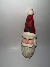 SANTA CLAUS FACE Vintage Christmas Tree Ornament Folk Art