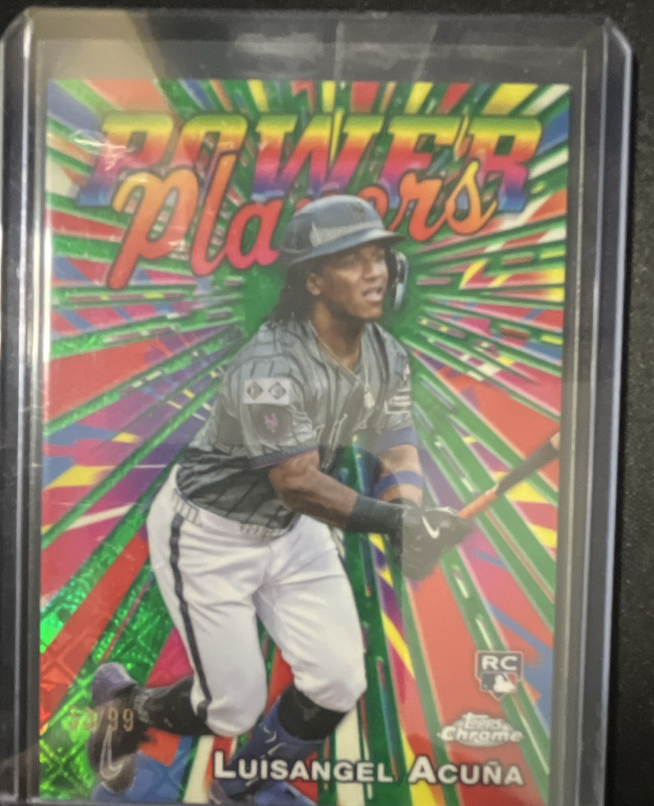 2025 Topps Chrome Power Players Luisangel Acuna #PP-24 Green /99 (RC)