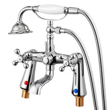 Clawfoot Tub Faucet, Deck Mount Bathtub Faucets with Handheld Shower, Vintage Po