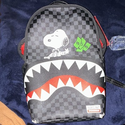 Sprayground Limited Edition Snoopy Peanuts Checkered Shark Mouth Backpack
