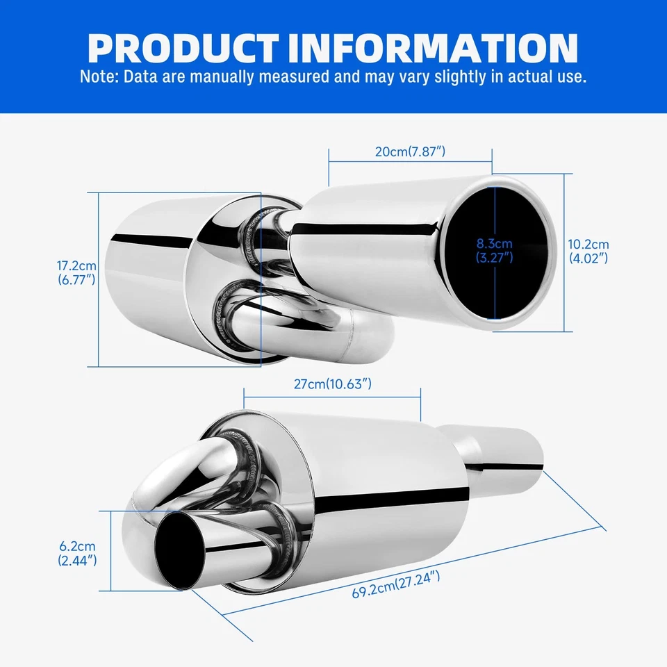 For Honda Prelude Twin Loop Exhaust Muffler 2.5" Inlet 4.0" Outlet Tip Polished Foto 3 de 4