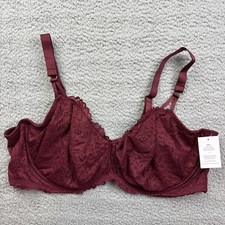 Auden Womens 44DD Red Lace Unlined Balconette Underwire Bra