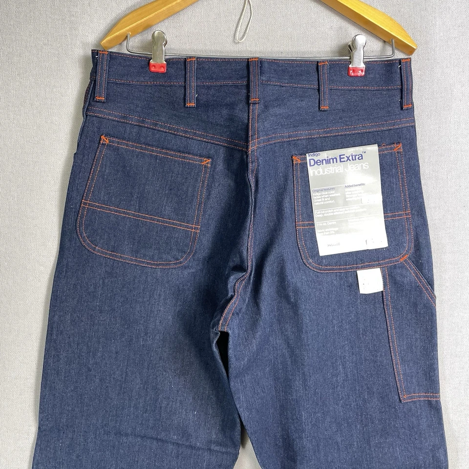 VINTAGE NUEVO CON ETIQUETAS! Pantalones de mezclilla Big Mac Carpenter años 70 para hombre 32x30 sanforizados JC Penney Foto 2 de 4