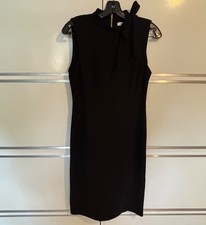 Calvin Klein Black Cocktail Dress Size 10 Sleeveless Bow Neck Accent