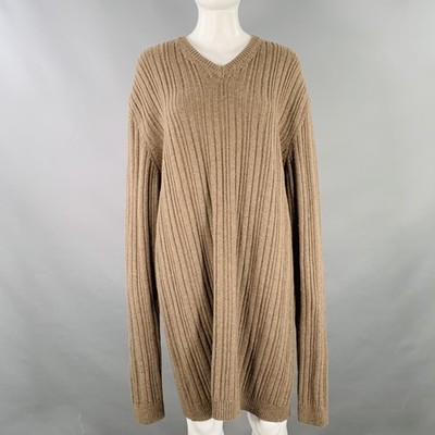 E' Leve '' E Größe M Brown Kaschmir Gerippt Langärmelige Pullover Kleid