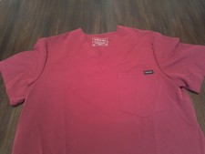 Stitches Unisex Burgundy Scrubs Top M Cotton Blend Solid Medical