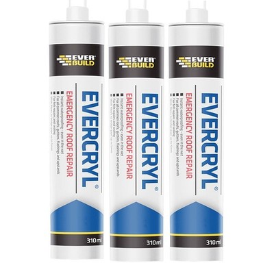 3x Everbuild Evercryl Notfall Dachreparatur 310ML klar Sofortabdichtung
