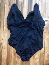 Time and Tru One Piece Swimsuit Women's Black Polyester NEW 2X 20W-22W O1