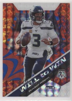 2020 Panini Mosaic Will to Win Reactive Blue Prizm 63/99 Russell Wilson #WW3 r1i