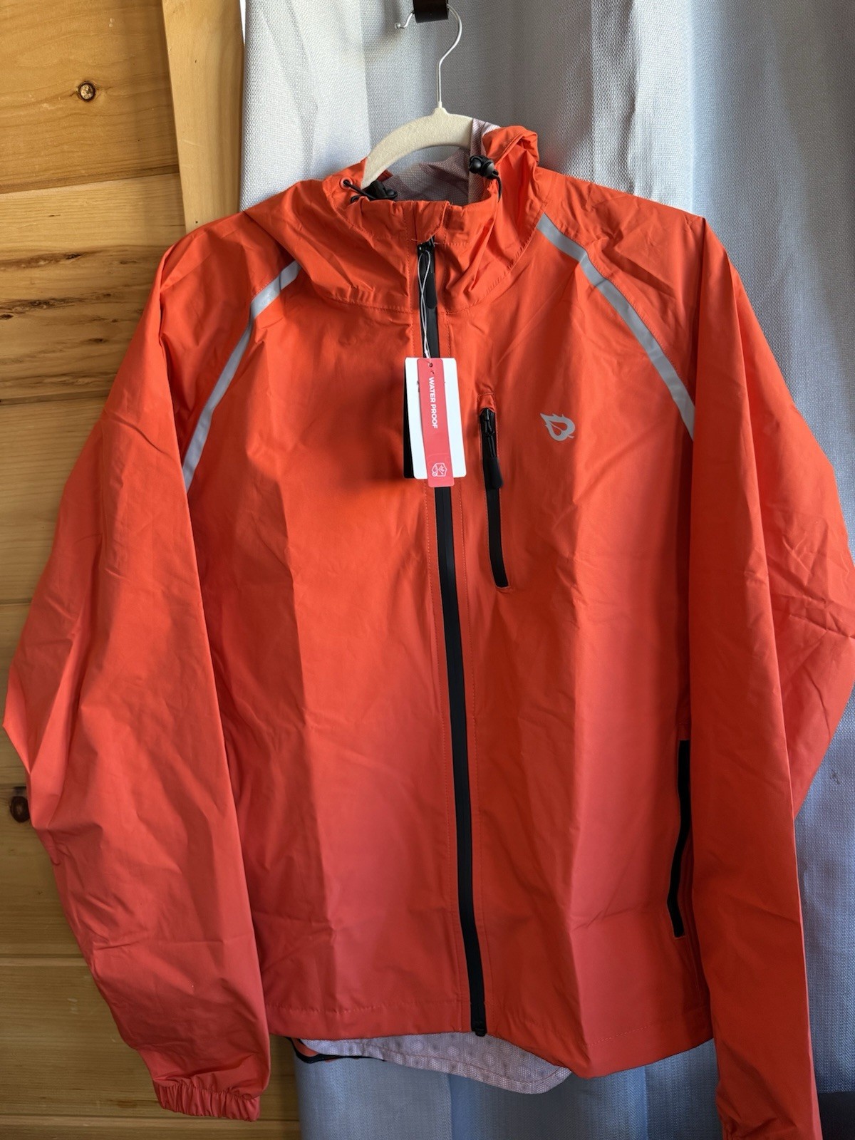 Baleaf Men's Hooded Rain Jacket Waterproof, Reflective, Pack