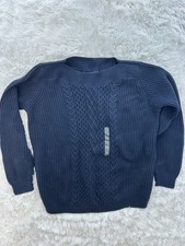Tommy Hilfiger Men  s Cable Knit Sweater Navy Blue Size XL Logo Crewneck Casual