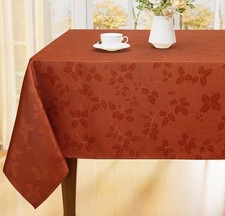 Moosfor Thanksgiving Tablecloth 60x84 Inch, Fall Waterproof Damask Table Cloth