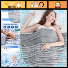 Cozy Cooling Throw Blanket for Hot Sleepers, Soft Gray, 50"x70", Breathable Desi