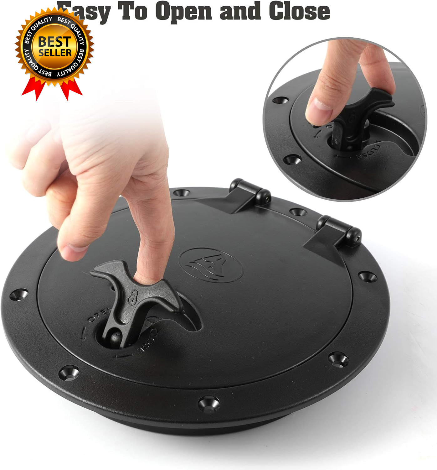 2 PCS 6'' Black Deck Plate Kit Deck Hatch with Storage Bag for Fishing Kayak
