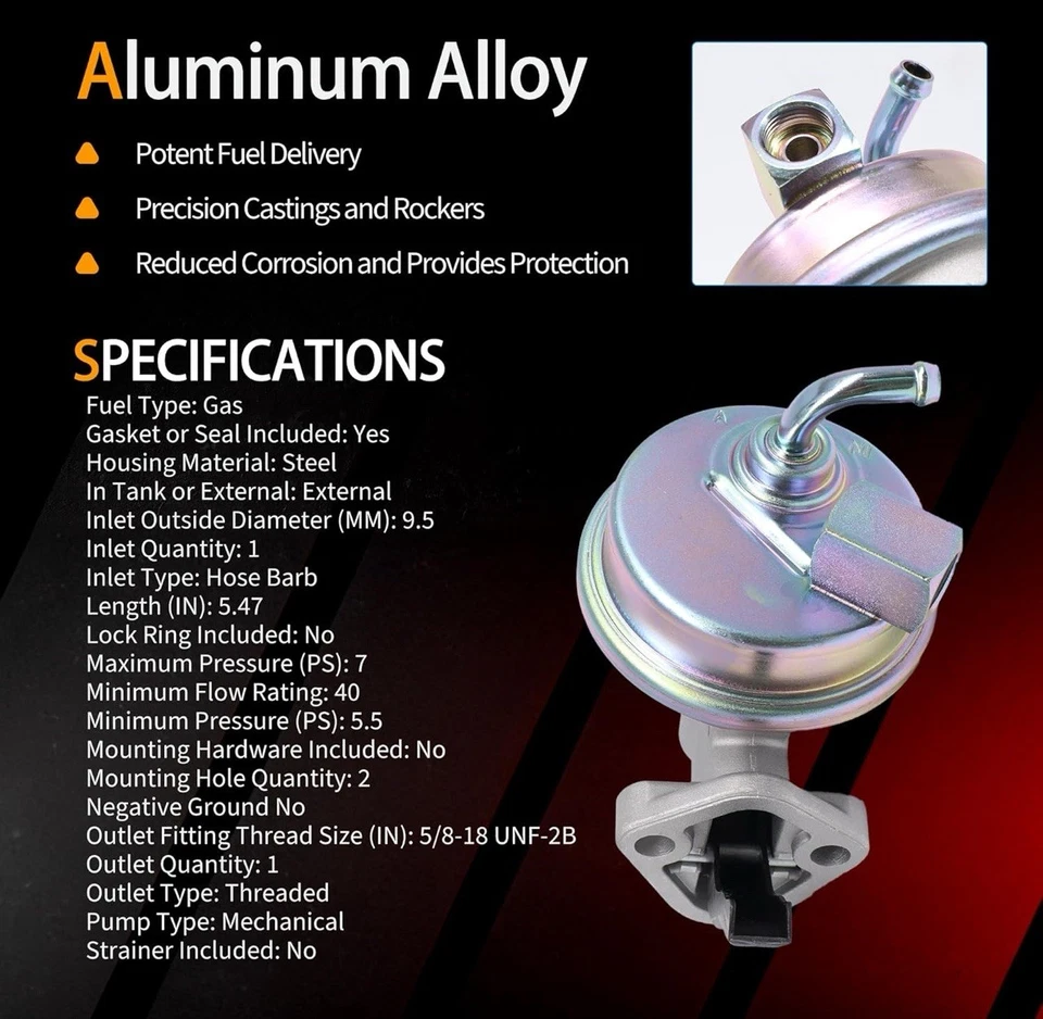 Sistema de bomba de combustible M4685 compatible con MUSCLE CARS Pontiac GMC Chevy 1967-1987 Foto 2 de 4