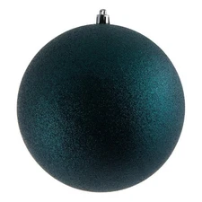 Vickerman 12" Contemporary Plastic Ball Ornament in Glitter Midnight Green