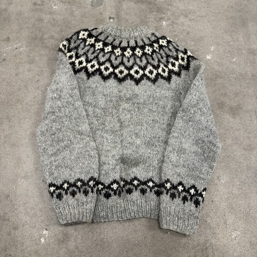 VINTAGE Sweater Mens L Cream Fair Isle Wool Nordic Iceland Icelandic Apre Ski - Picture 3 of 7