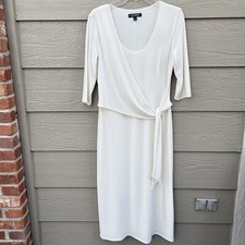 Lauren Ralph Tie Front Stretch Jersey Long Wrap Formal Small Dress Cream Scoop
