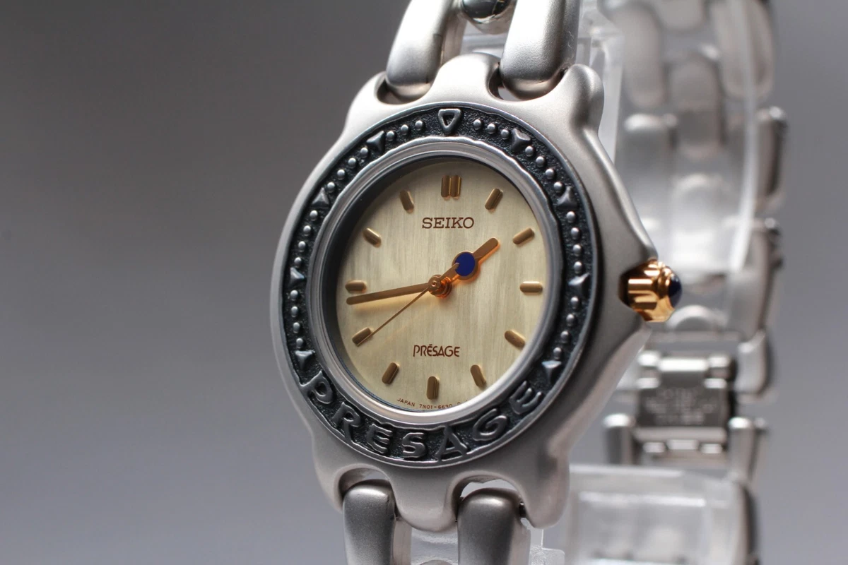Rare MINT SEIKO Presage 7N01 6550 Cream Dial 100m Quartz Watch