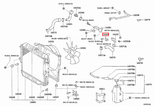 Genuine LandCruiser 75 70 Series 1HZ 1PZ Radiator Top Hose Water Outlet Gasket - Picture 19 of 20
