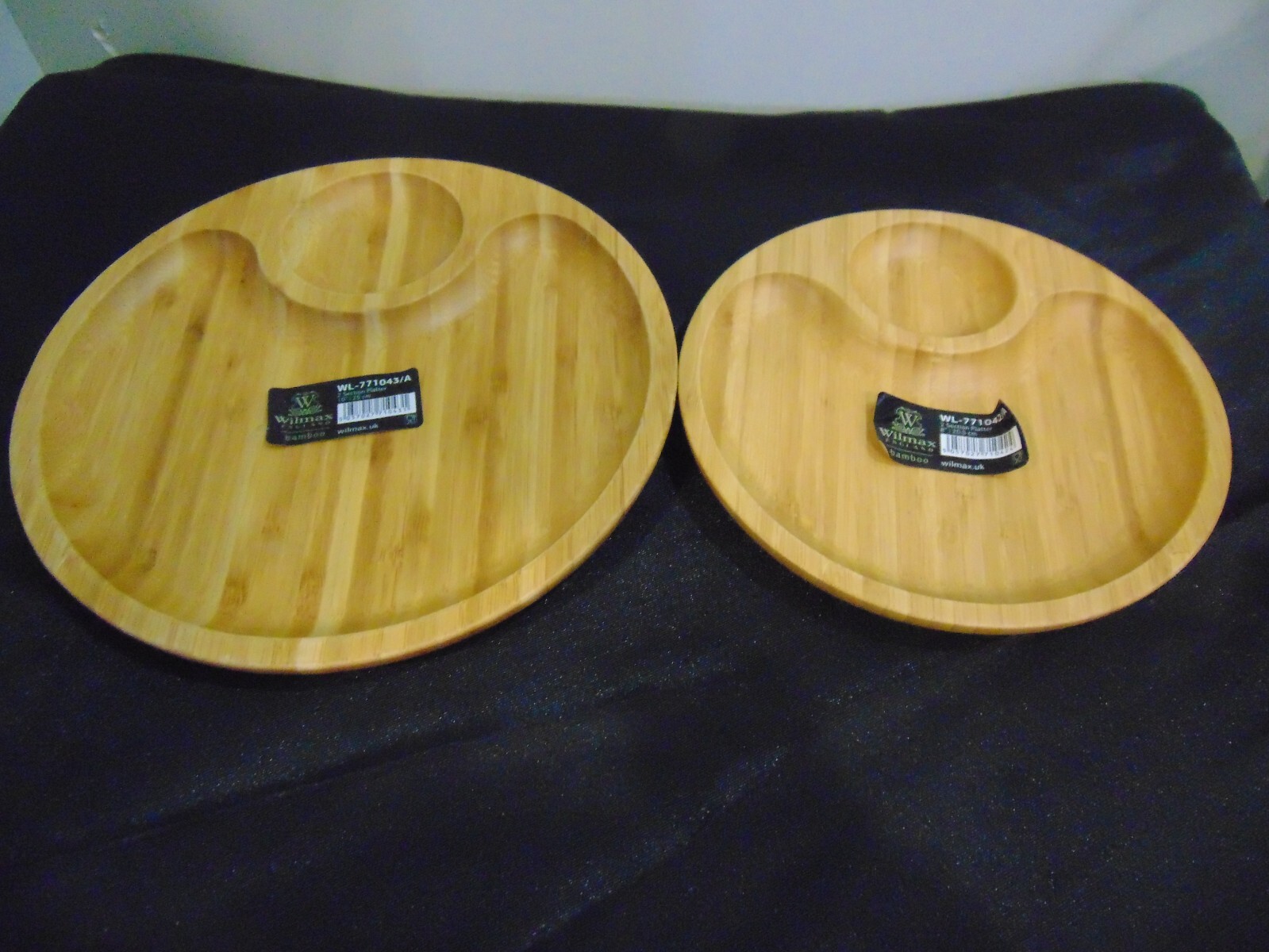 New  2 Wilmax Bamboo 2 Section Platters 8