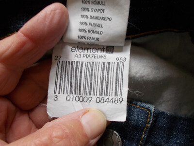 Pantalon Jean Element Taille Basse Droit - Taille W27 (36/38) - Bleu - Neuf Avec étiquettes