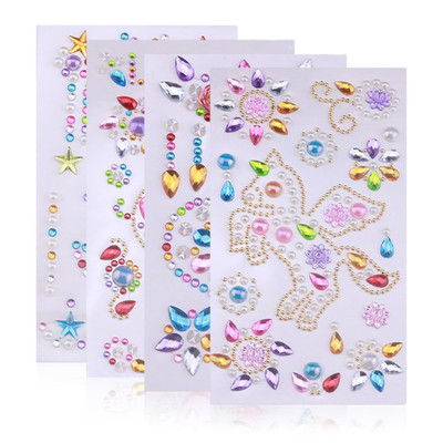 4 Blätter Glitzersteine Selbstklebend Strasssteine Acryl Sticker Glitzer Einhorn