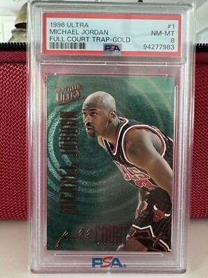 Michael Jordan 1996 Ultra Full Court Trap GOLD #1 PSA 8