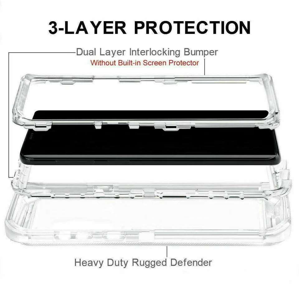 Transparent Clear For Samsung Galaxy S21 S21+ Ultra Defender Case w/ Belt Clip - Image 2 of 4