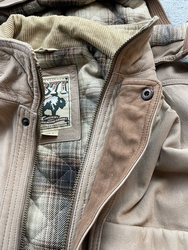 GORDON & FERGUSON 1871- Vtg Men Sz L Cow Skin Leather Hunter Jacket Coat Hooded - Picture 3 of 19