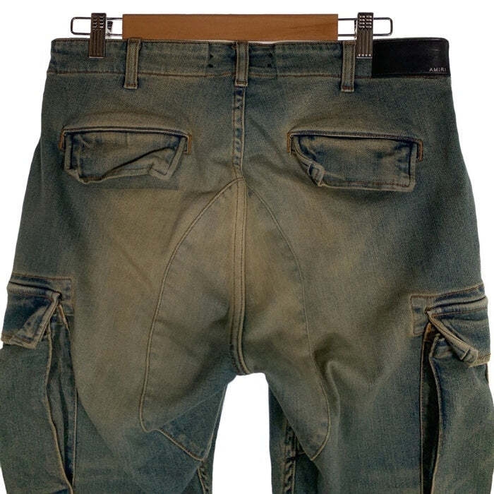 AMIRI DENIM SKINNY CARGO PANTS INDIGO USED DAMAGE REFINED AMIRI DENIM SKINNY CARGO PANTS INDIGO USED DAMAGE REFINED