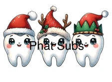 Sublimation Print Christmas Teeth Dentist Ready To Press Heat Transfer