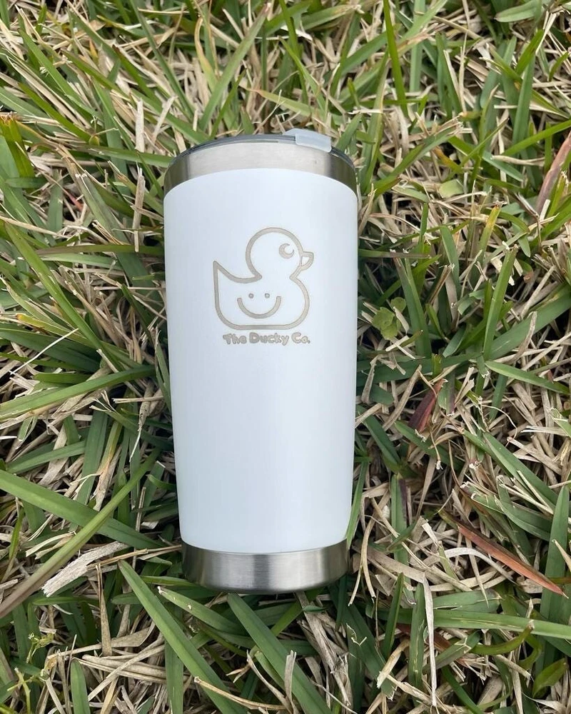 tumbler 20 oz Stainless Steel Laser Engraved with metal straw and brush cleaner.