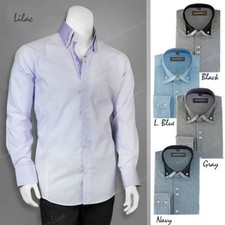 men's dress shirts, 60 cotton, 40 poly, two tone pinstrip by George's  AH602