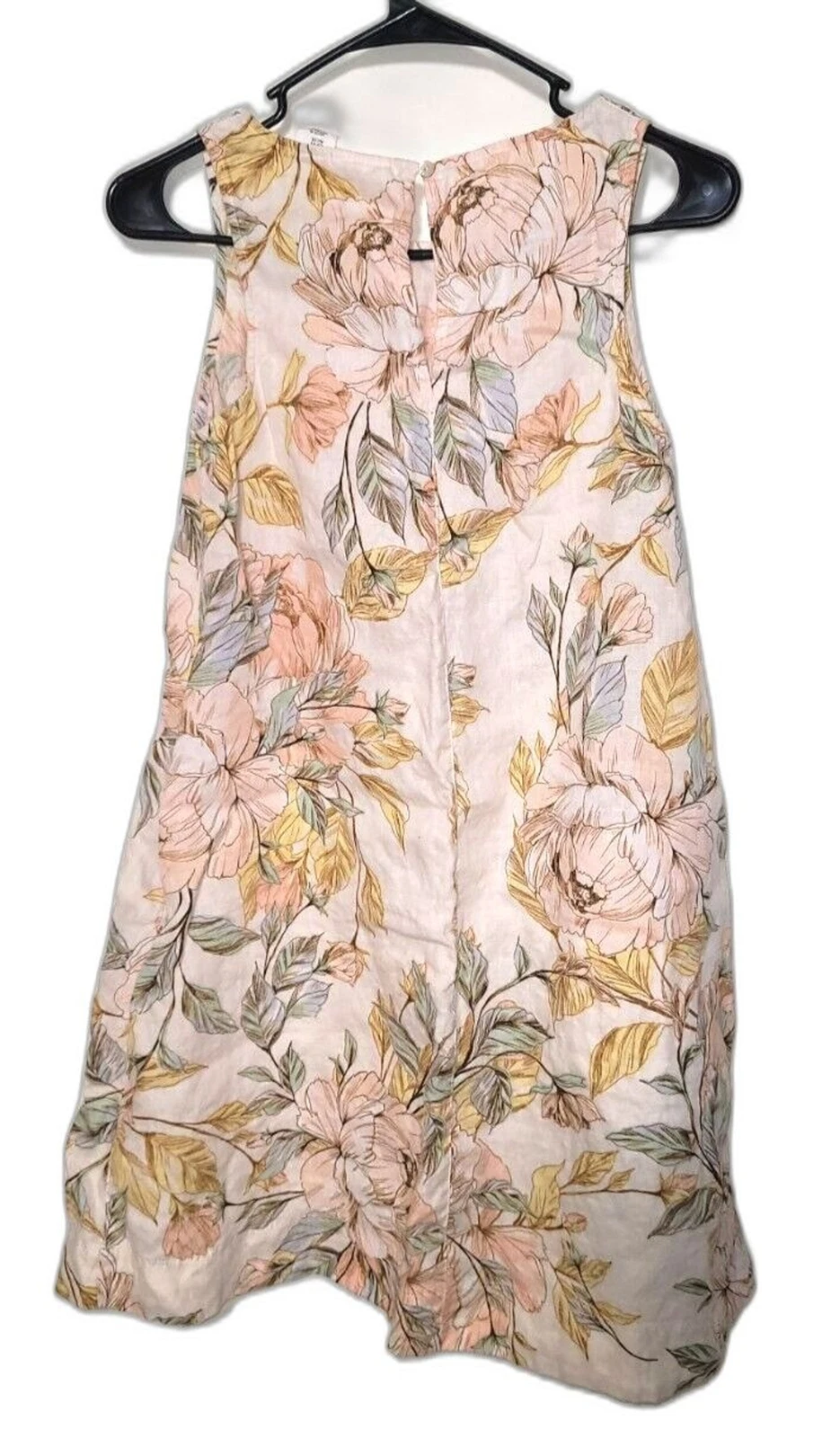 OFF WHITE Abito smanicato floreale Nicole Miller donna tg XS bianco sporco buco della serratura lino