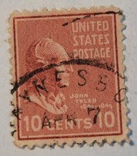 United States Postage Stamp ~ John Tyler ~ 10₵ Orange ~ Posted ~ 1938 ~ E02