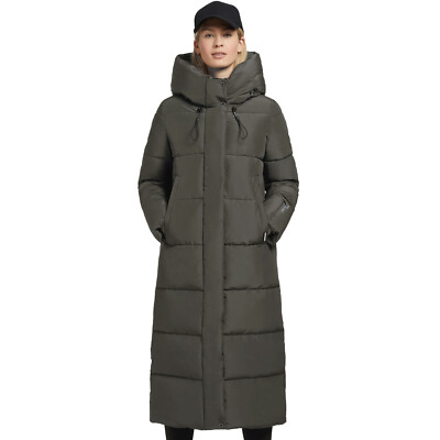 khujo Soulani3 Damen-Wintermantel Jacke Steppmantel langer Winter-Mantel Olive