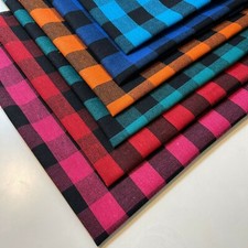 Cotton Linen Fabric Gingham Check Quilting Fat Quarter 50x50cm Bundle of 6Pcs