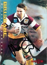 Signed 1996 BRISBANE BRONCOS NRL Card MICHAEL HANCOCK