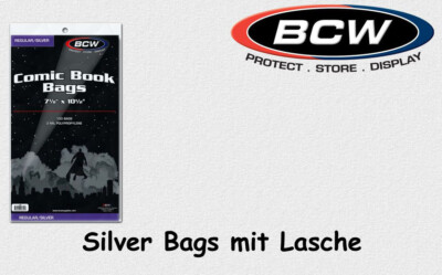 BCW - 100 Silver - Comic Book Bags - Hüllen - mit Lasche NEU/OVP!