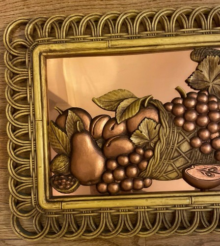 Vintage Dart Industries Coppercraft Embossed Cornucopia Fruit Wall Art Plaque - Picture 4 of 12