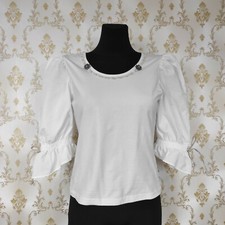 COZY BOHO LOOK CROPPED BELL SLEEVE TOP ESTIVO CON FIBBIE IN BIANCO ALPINO. TA...