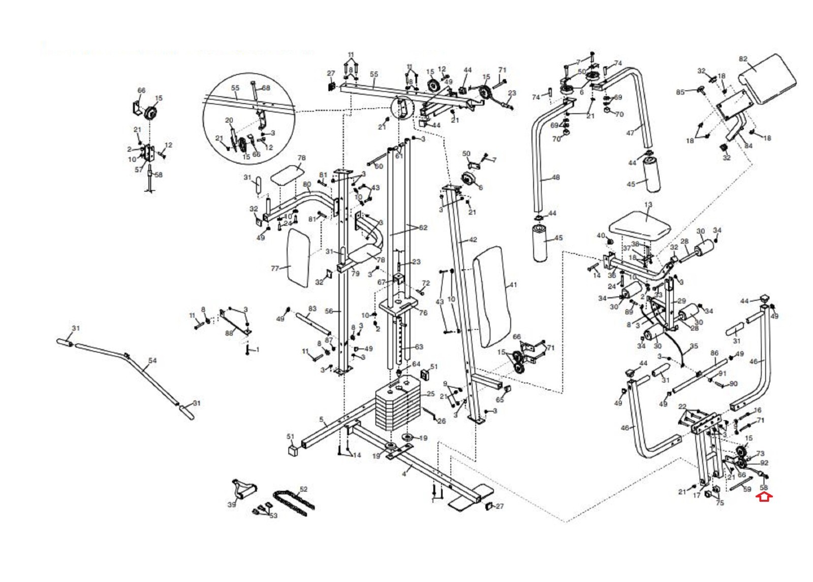 Lifestyler Weider Strength System Short Cable 79" 179049