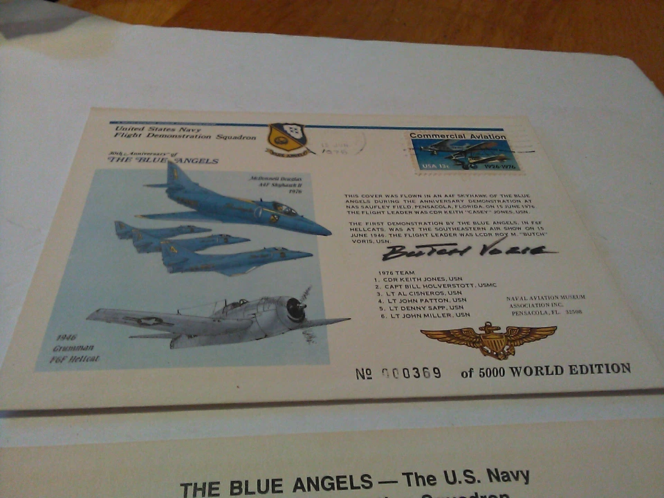 76' USPS stamp FDC Blue Angels Butch Voris signed USN Airlines limited RARE - Image 2 of 4