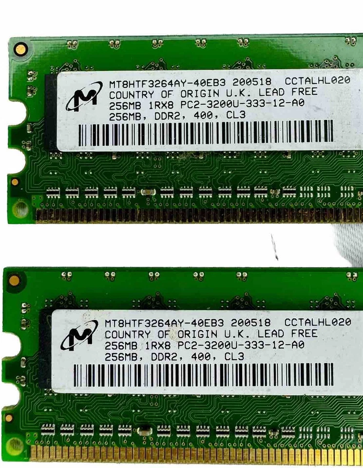 2 MT8HTF3264AY 40EB3 Micron 256MB PC2 3200U DDR2 400MHz Untested - Image 2 of 3