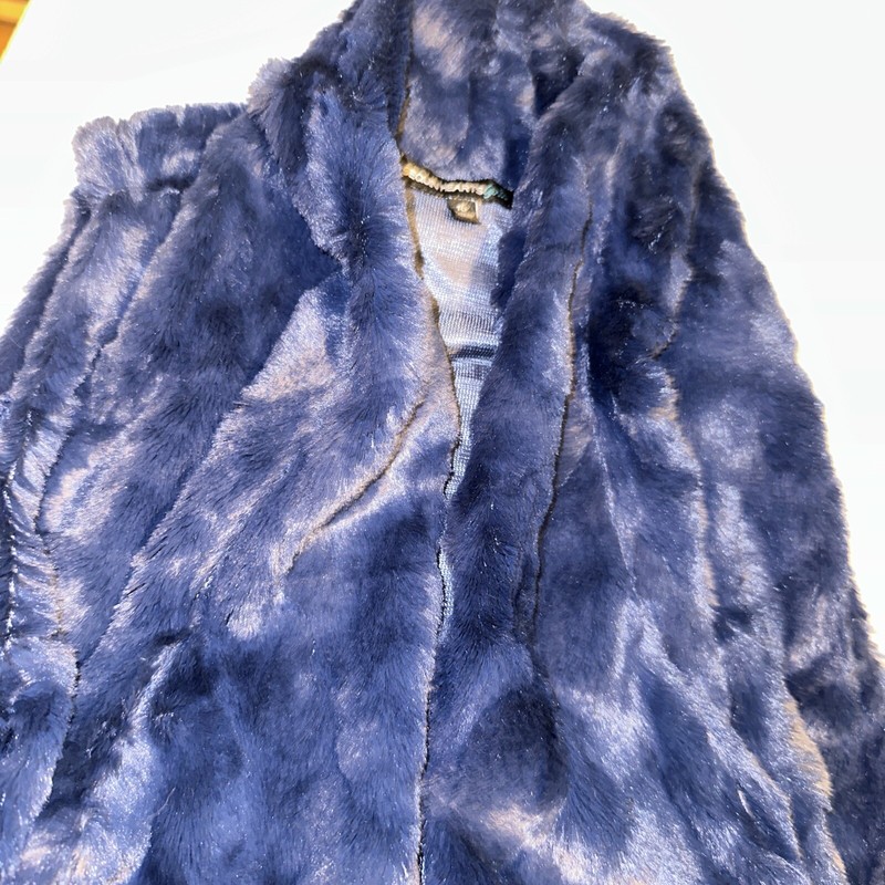 SEQUIN HEARTS GIRLS BLUE FUR VEST NWT SZ 16