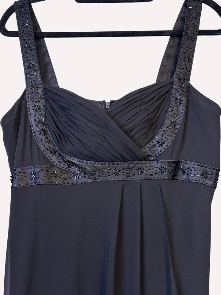 Vestido midi Jones Studio negro con cuentas cintura imperio talla 12 fiesta cóctel Foto 4 de 4