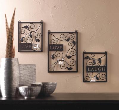 Live Laugh Love Wall Decor Accent Housewarming Gift Tealight Set 3 Plaques NEW