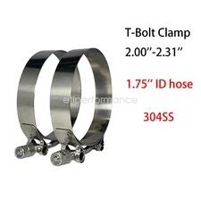 2Pack 51mm-58mm Stainless Steel T-Bolt Clamp Turbo Intake Hose Clamps